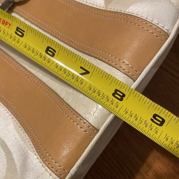 🤎🤎 Coach Signature Hampton Optic Bag Purse Stripe Cream White Satchel - Picture 16 of 16